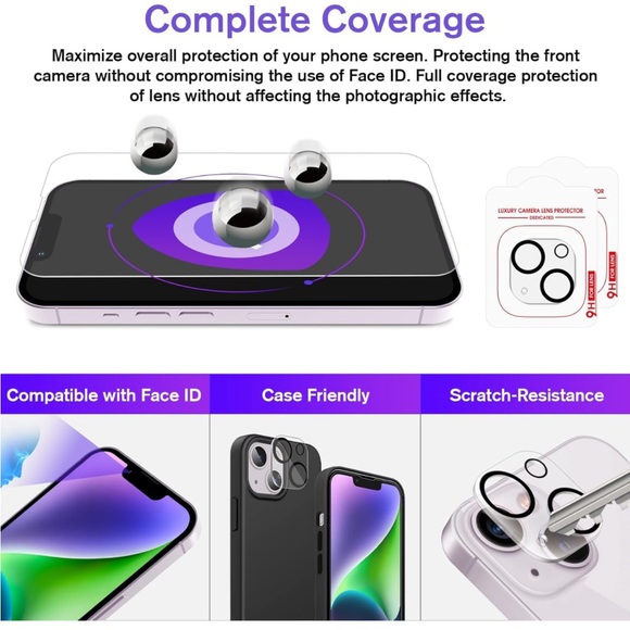 Fabunor Tempered Glass Screen Protector Compatible with iPhone 14 (6.1 inch 2022 - Picture 7 of 13